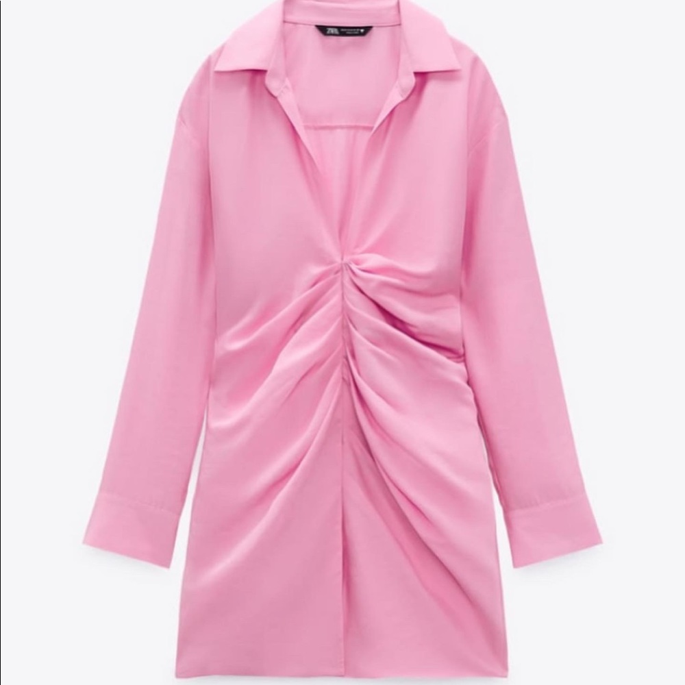 Zara Ruched Pink Dress - Picture 3 of 3